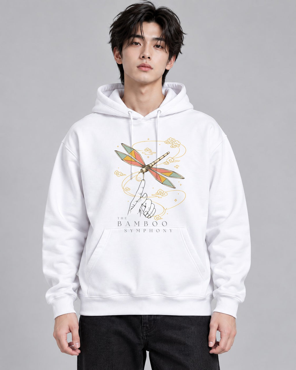 Bamboo Dragonfly Art - White