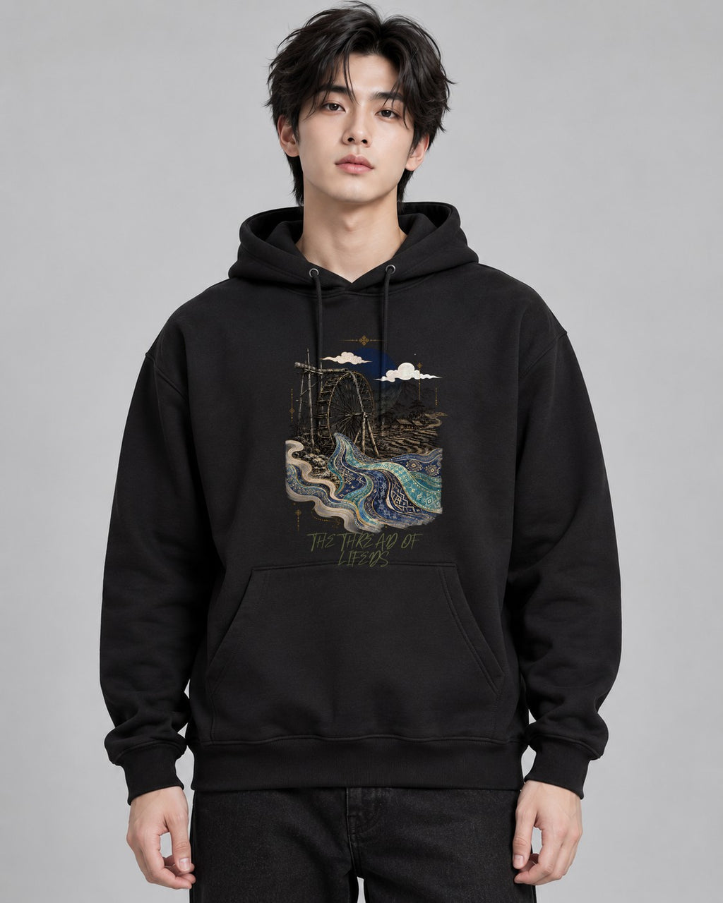 Bamboo Waterwheel River - Black