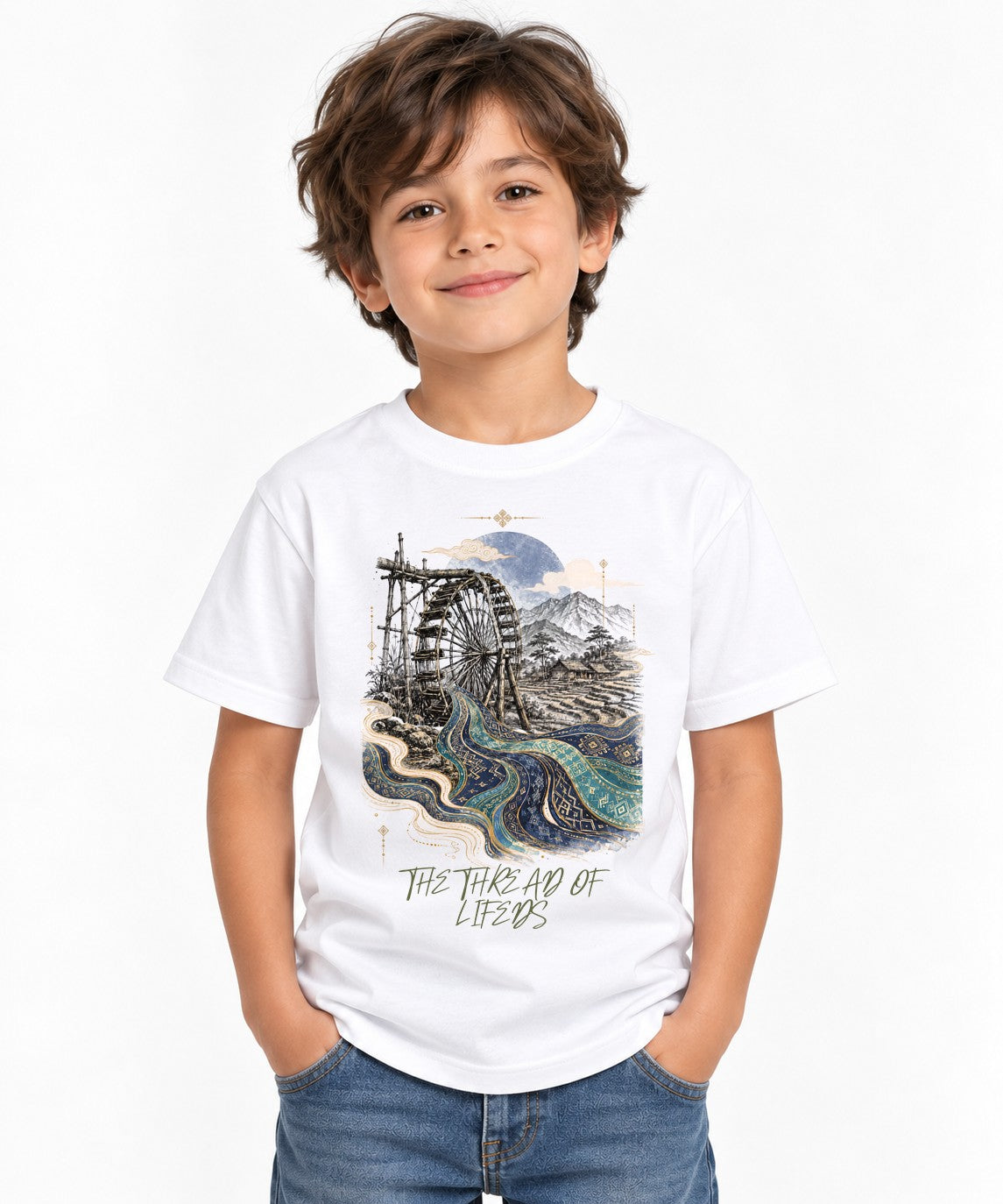Bamboo Waterwheel River - White