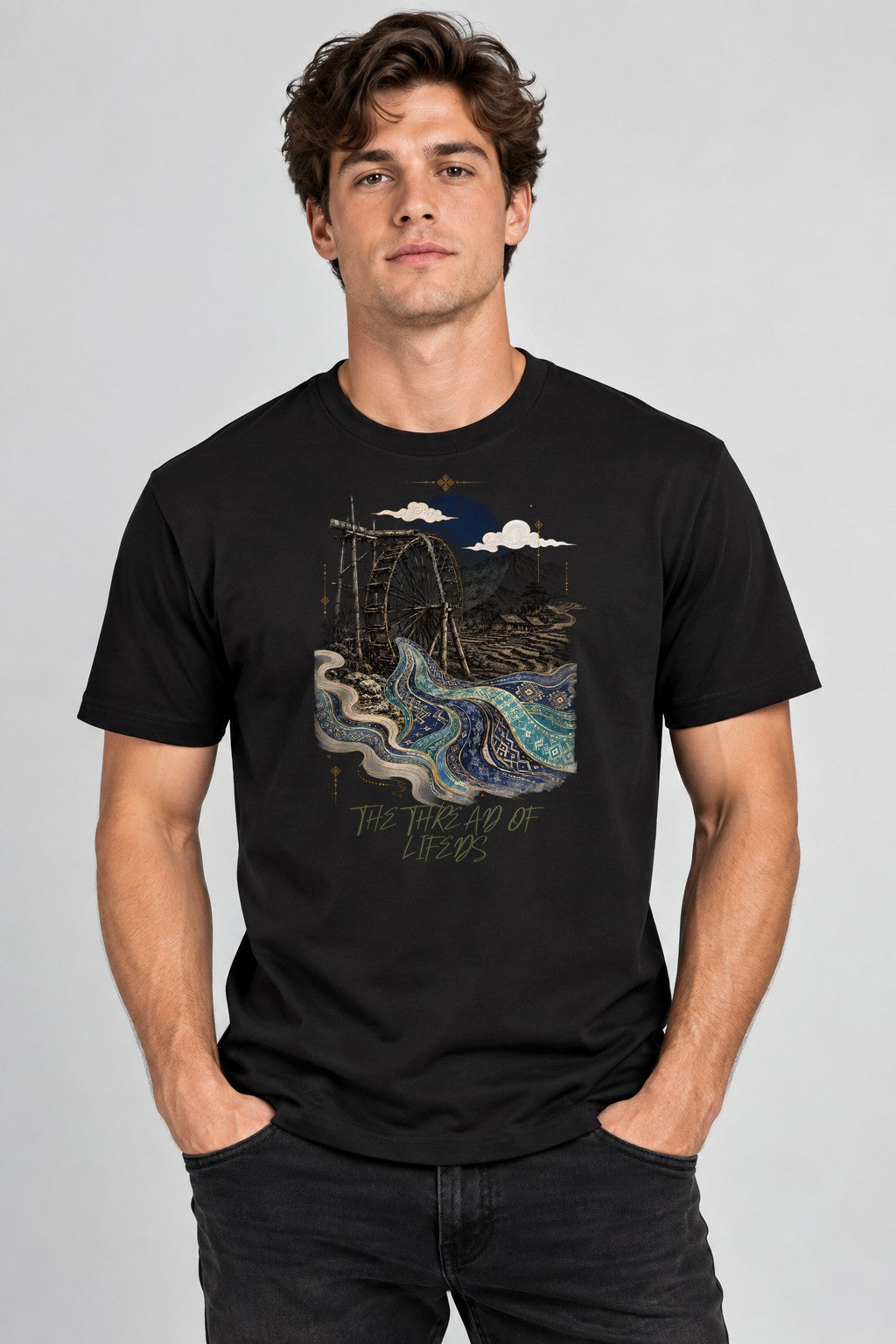 Bamboo Waterwheel River - Black