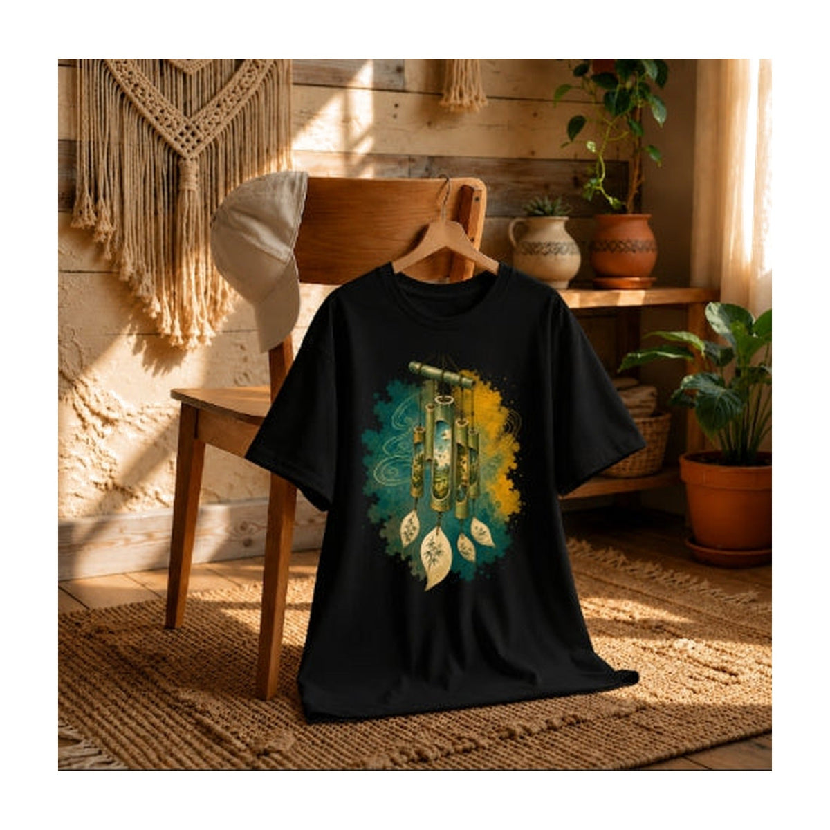 Bamboo Wind Chime Countryside Miniature Scenic Watercolor