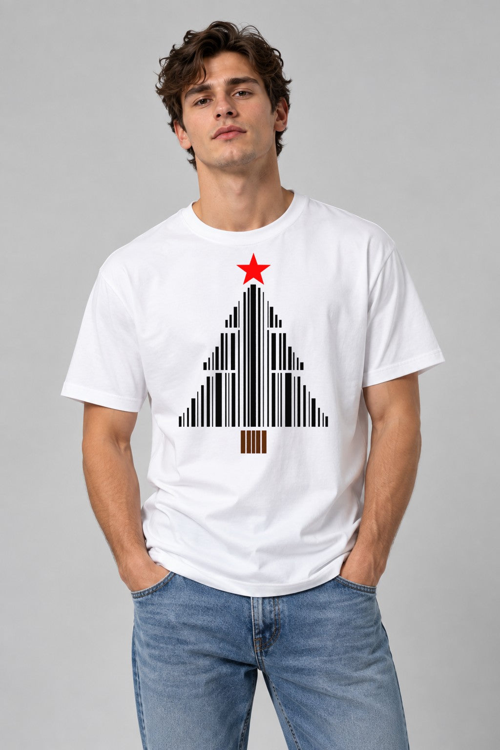 Barcode Christmas Tree - White