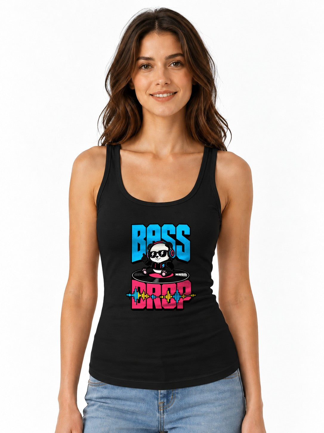 Bass Drop Panda DJ Shirt - Music Lover Graphic Tee - Black