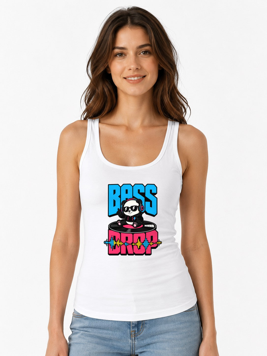 Bass Drop Panda DJ Shirt - Music Lover Graphic Tee - White