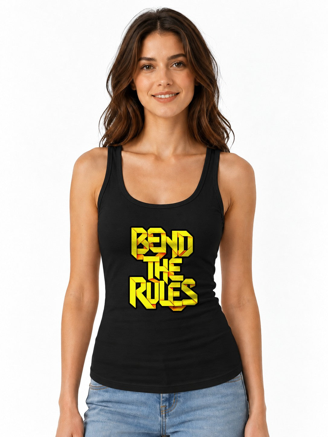 Bend The Rules Graphic Tee - Bold 3D Typography Street Style - Black