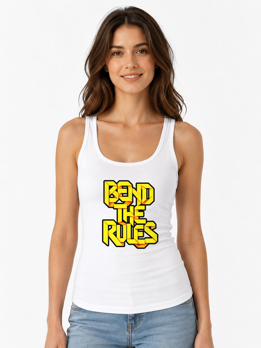 Bend The Rules Graphic Tee - Bold 3D Typography Street Style - White
