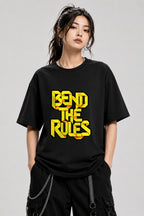 Bend The Rules Graphic Tee - Bold 3D Typography Street Style - Black