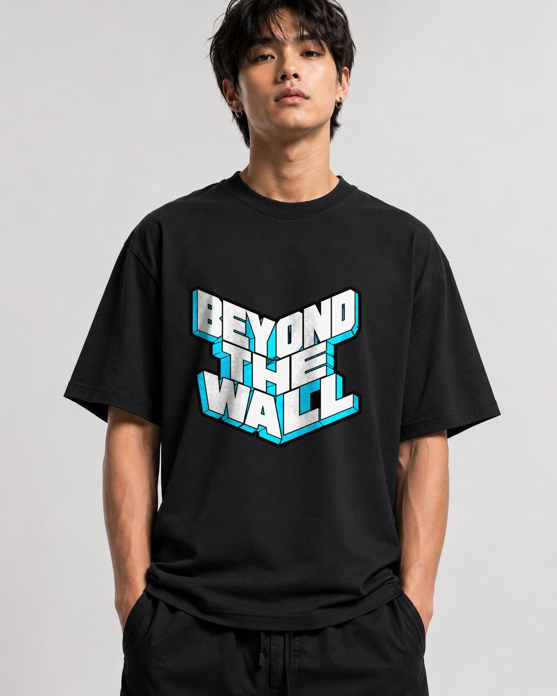 Beyond The Wall Ice Typography Shirt - 3D Block Letter Design - Black