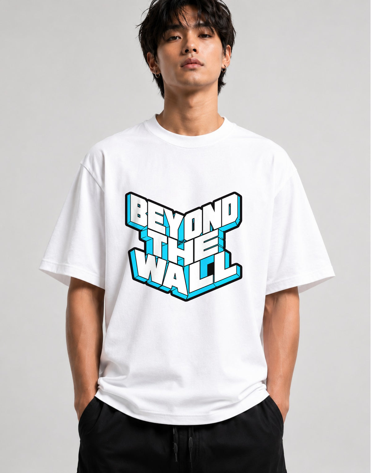 Beyond The Wall Ice Typography Shirt - 3D Block Letter Design - White