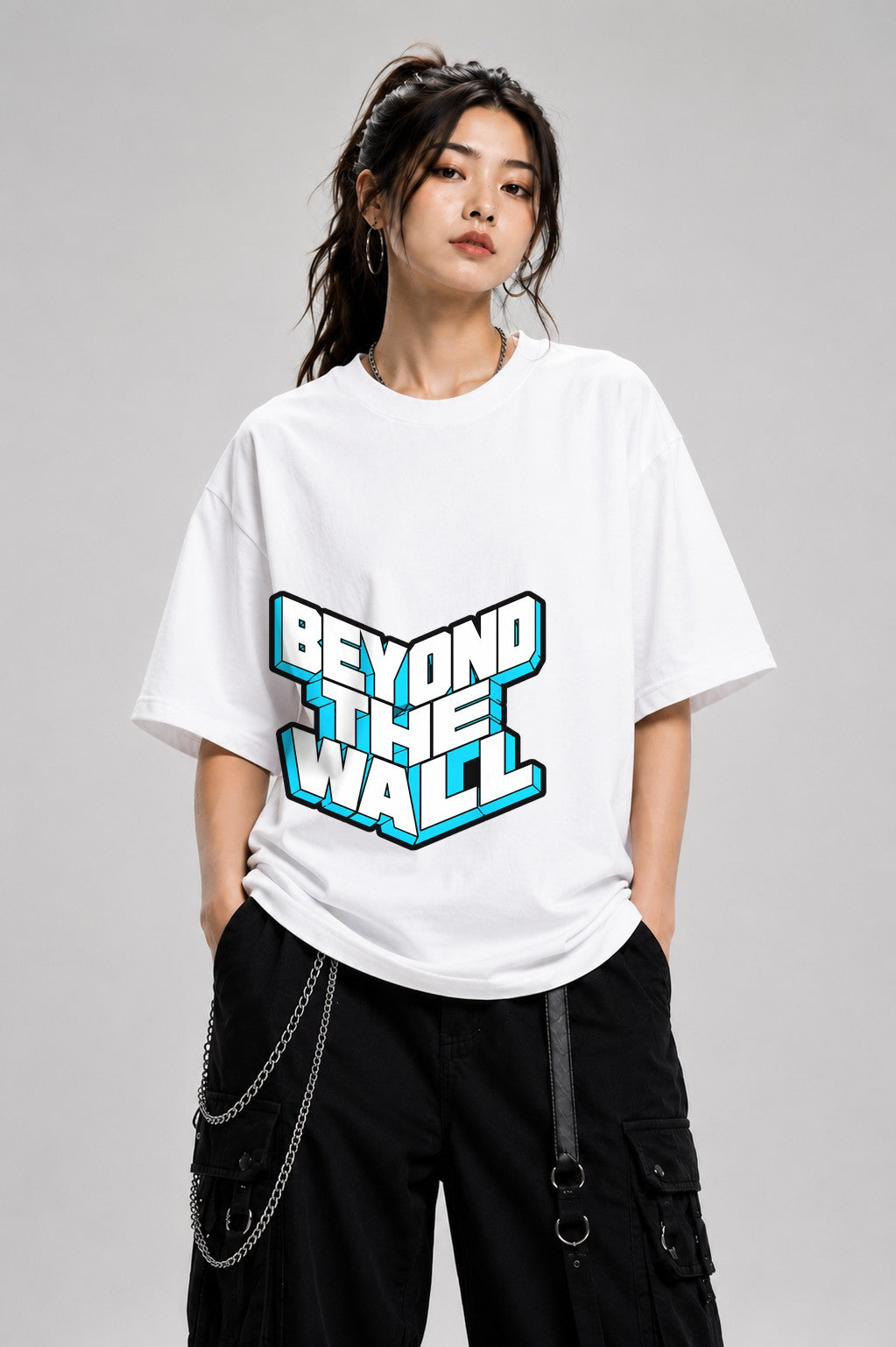 Beyond The Wall Ice Typography Shirt - 3D Block Letter Design - White
