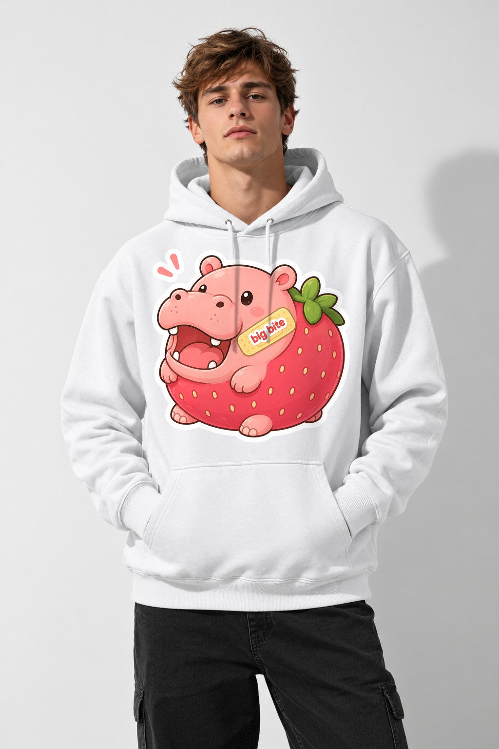 Big Bite Strawberry Hippo - White