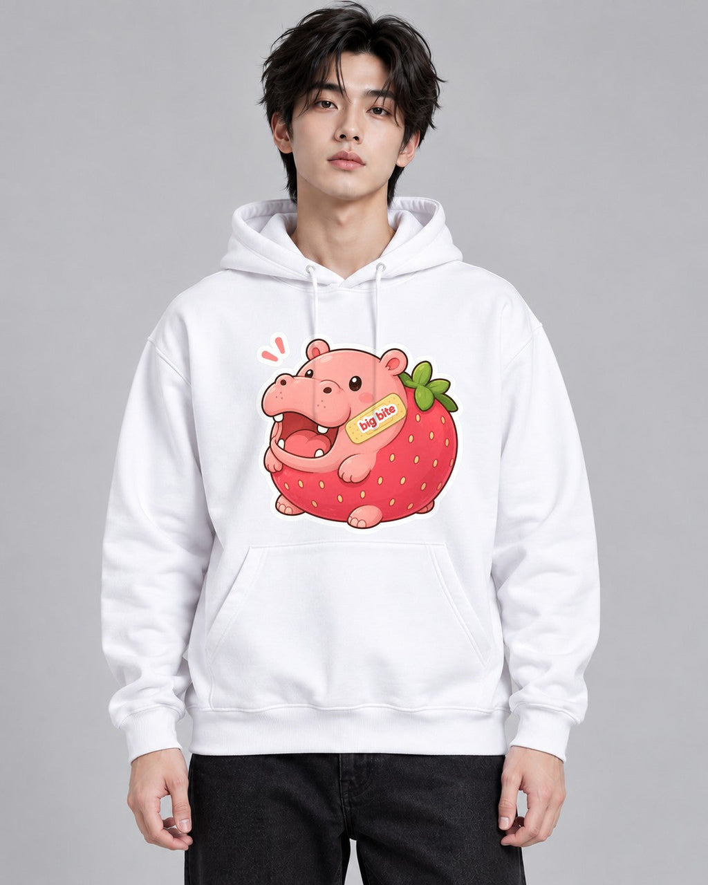 Big Bite Strawberry Hippo - White