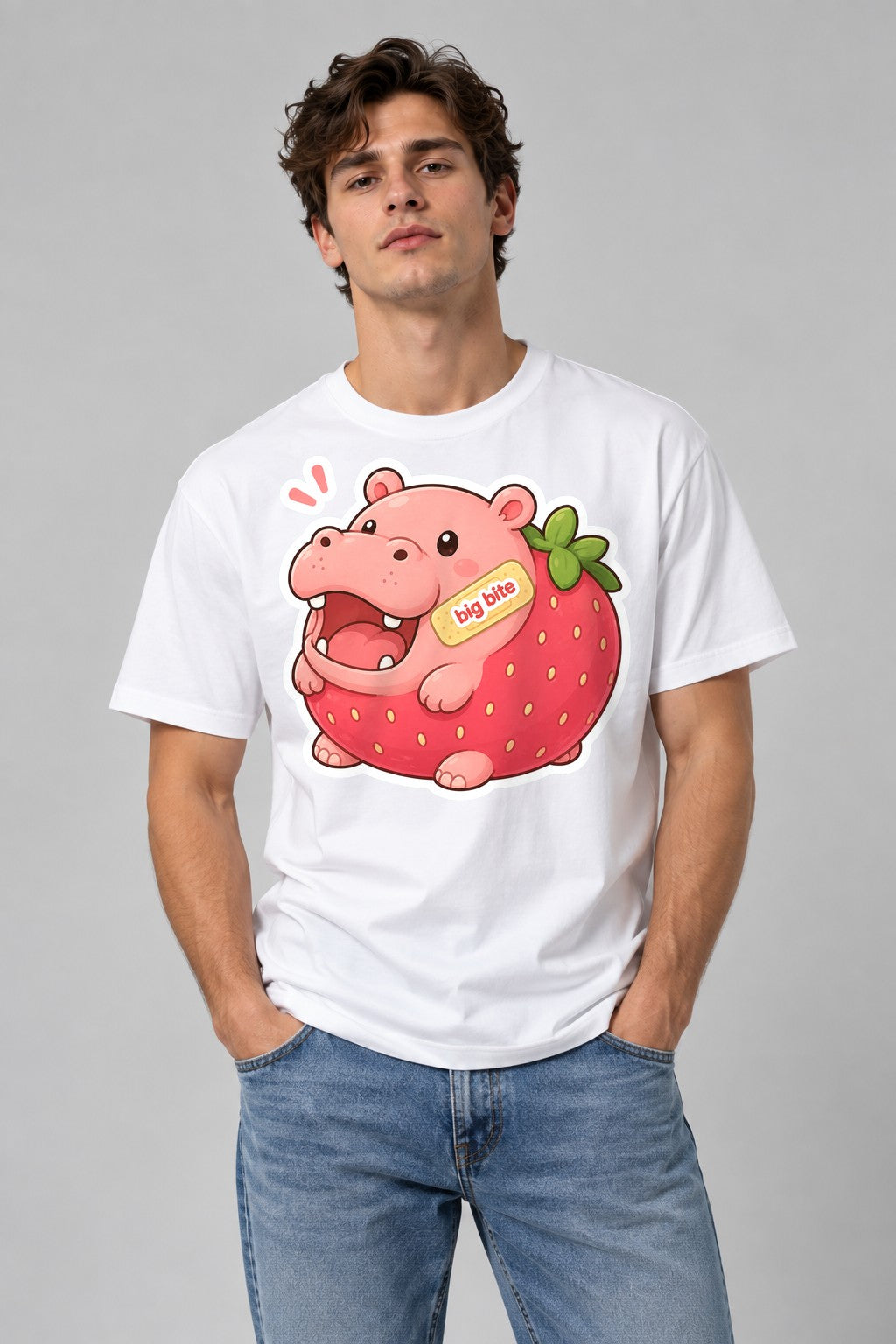 Big Bite Strawberry Hippo - White