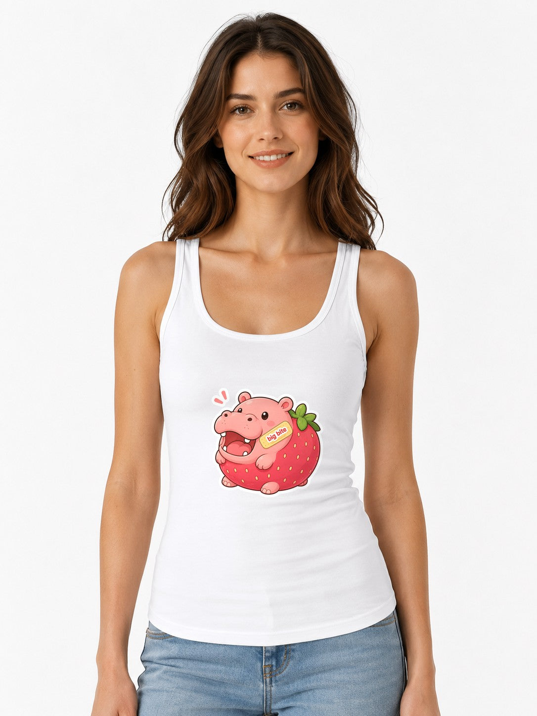 Big Bite Strawberry Hippo - White