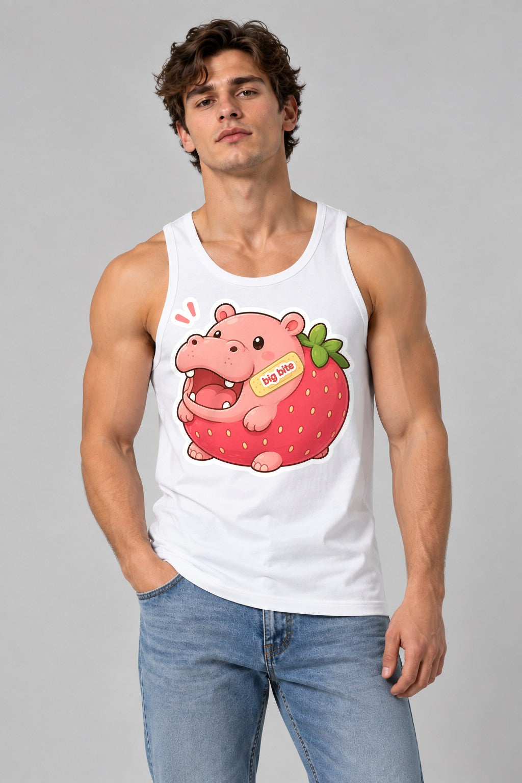 Big Bite Strawberry Hippo - White