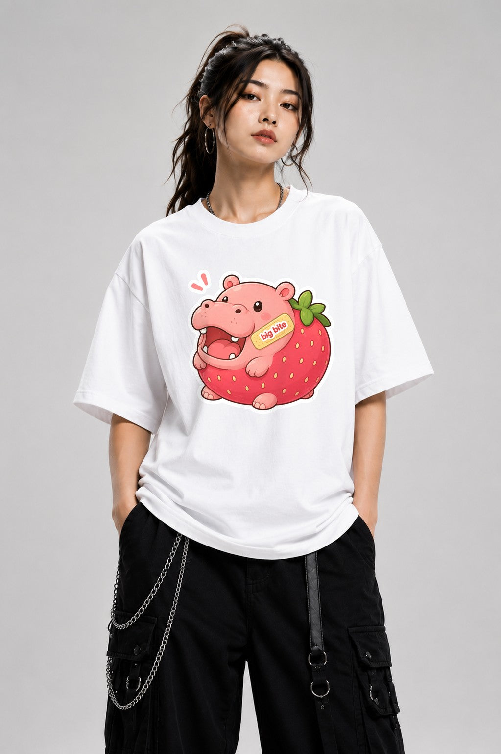 Big Bite Strawberry Hippo - White