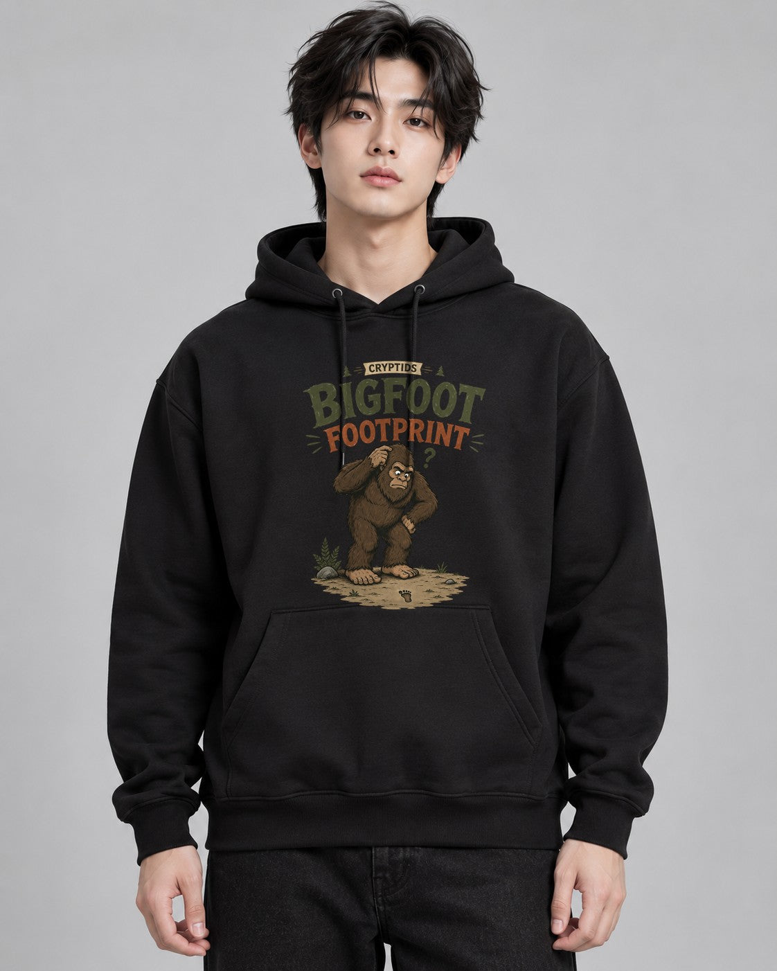 Bigfoot Footprint Cryptid Mystery Hu - Black