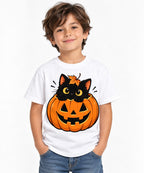 Black Cat Pumpkin - White