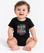 Bloom In Poison Snake & Flowers Graphic Tee - Tattoo Art Style - Black