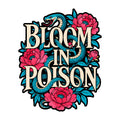Bloom In Poison Snake & Flowers Graphic Tee - Tattoo Art Style