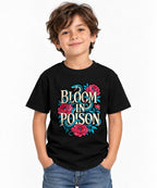 Bloom In Poison Snake & Flowers Graphic Tee - Tattoo Art Style - Black