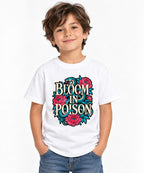 Bloom In Poison Snake & Flowers Graphic Tee - Tattoo Art Style - White