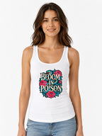 Bloom In Poison Snake & Flowers Graphic Tee - Tattoo Art Style - White