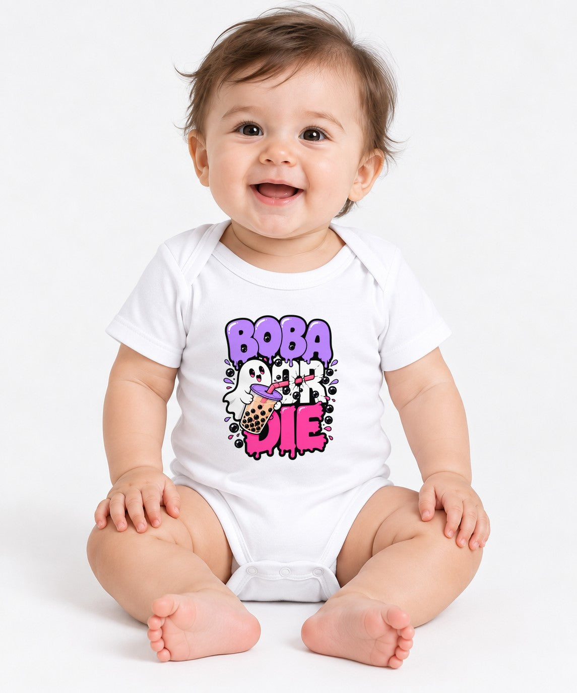 Boba or Die Shirt - Kawaii Bubble Tea Ghost Graphic Tee - White