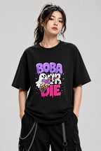 Boba or Die Shirt - Kawaii Bubble Tea Ghost Graphic Tee - Black