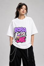 Boba or Die Shirt - Kawaii Bubble Tea Ghost Graphic Tee - White