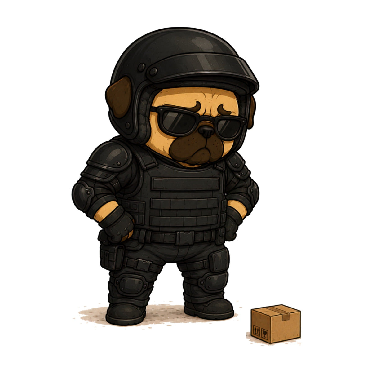 Bomb Squad SWAT Tactical Pug Dog Package Delivery Funny Humor