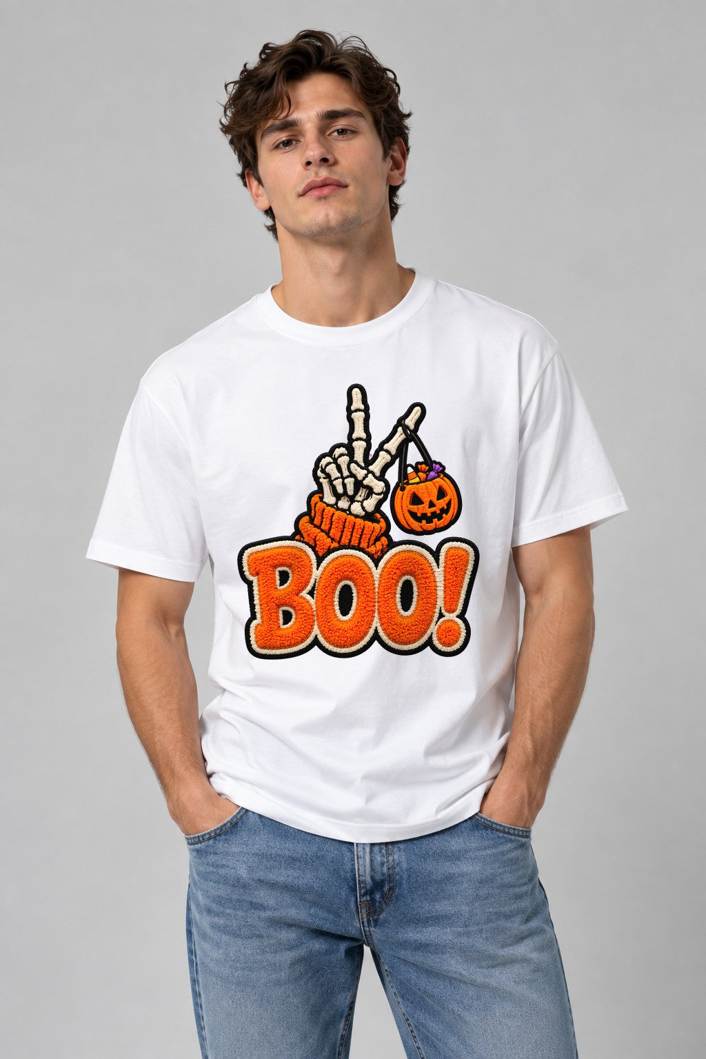 Boo Skeleton Peace - White