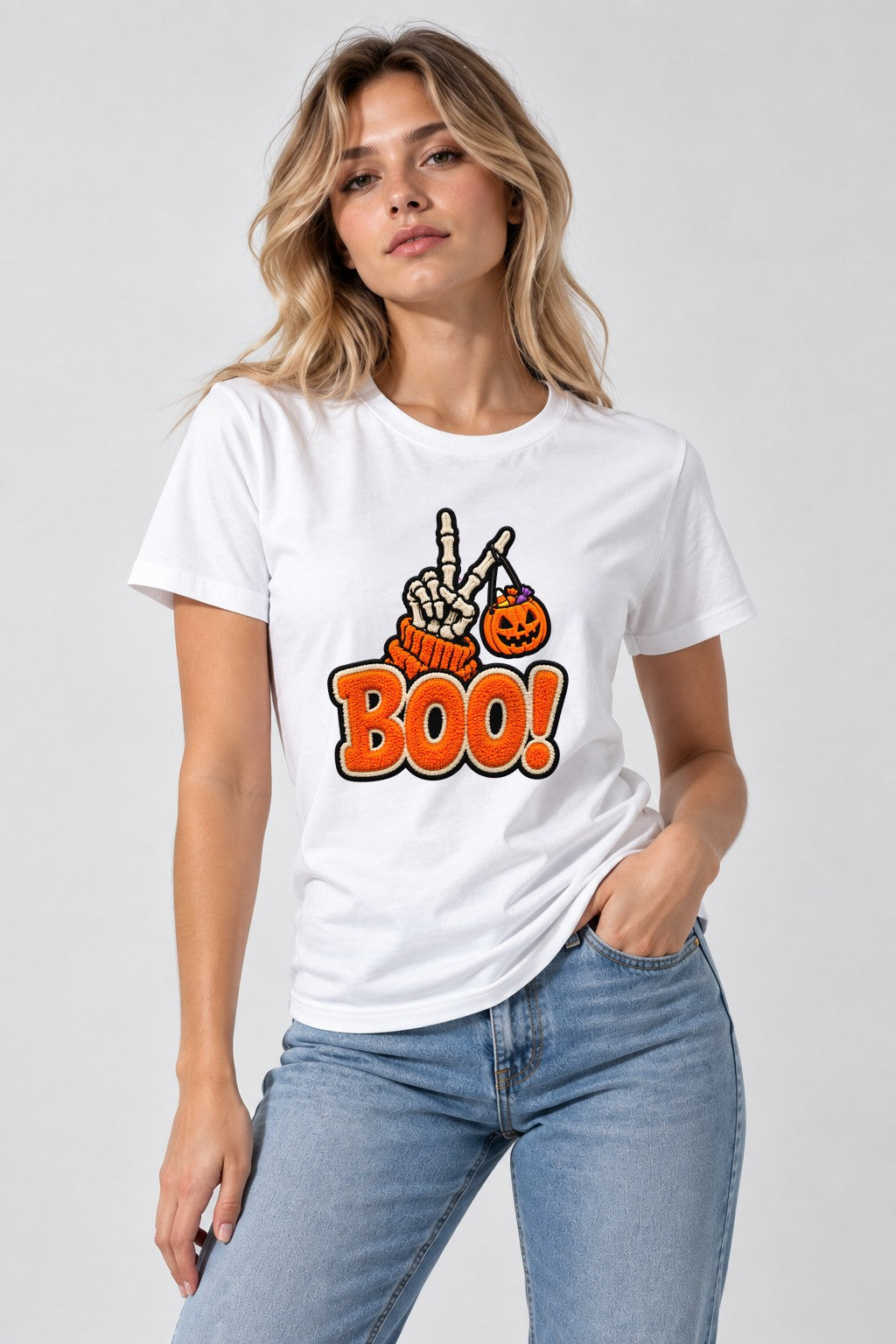 Boo Skeleton Peace - White
