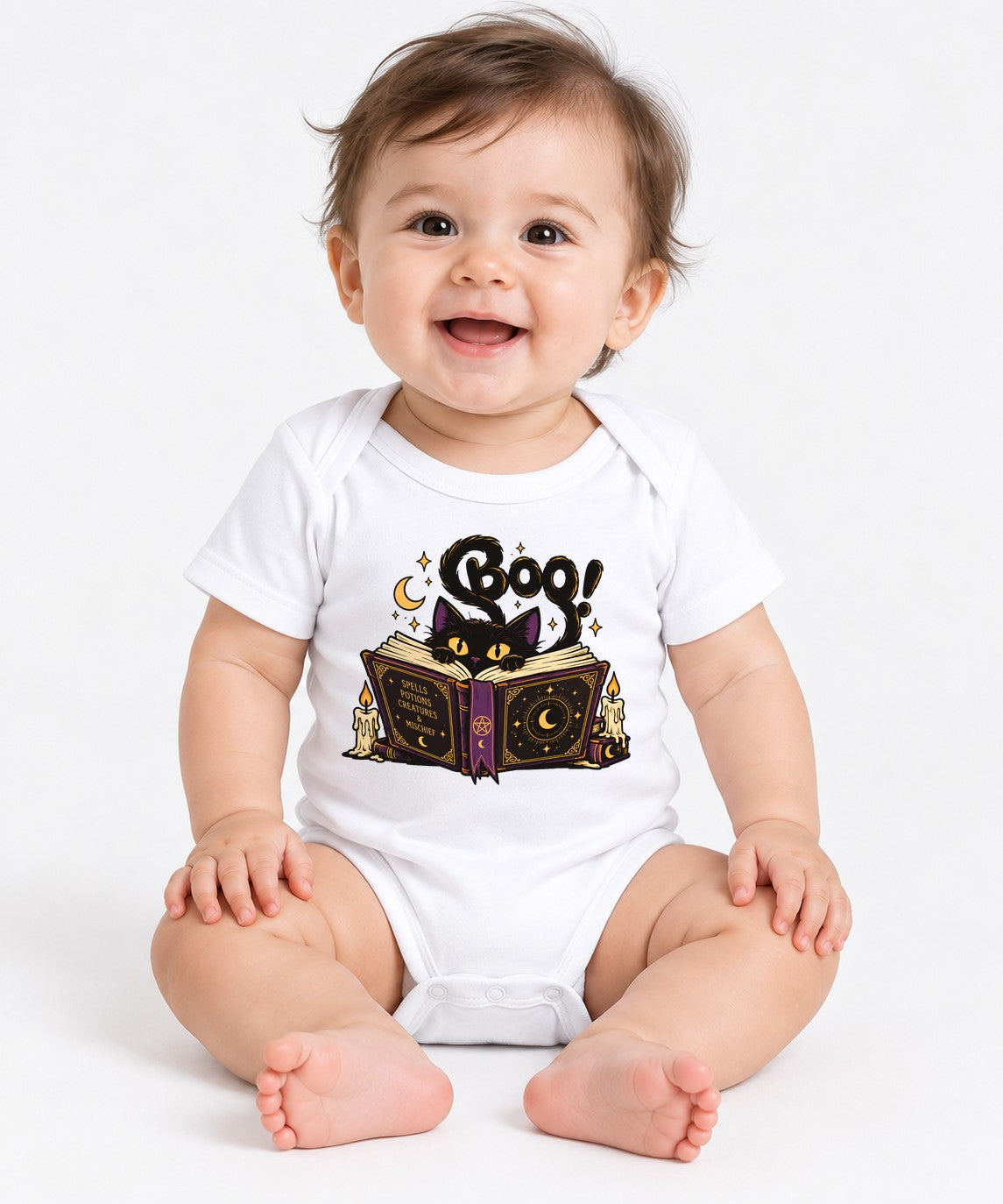 Boo Spellbook Cat - White
