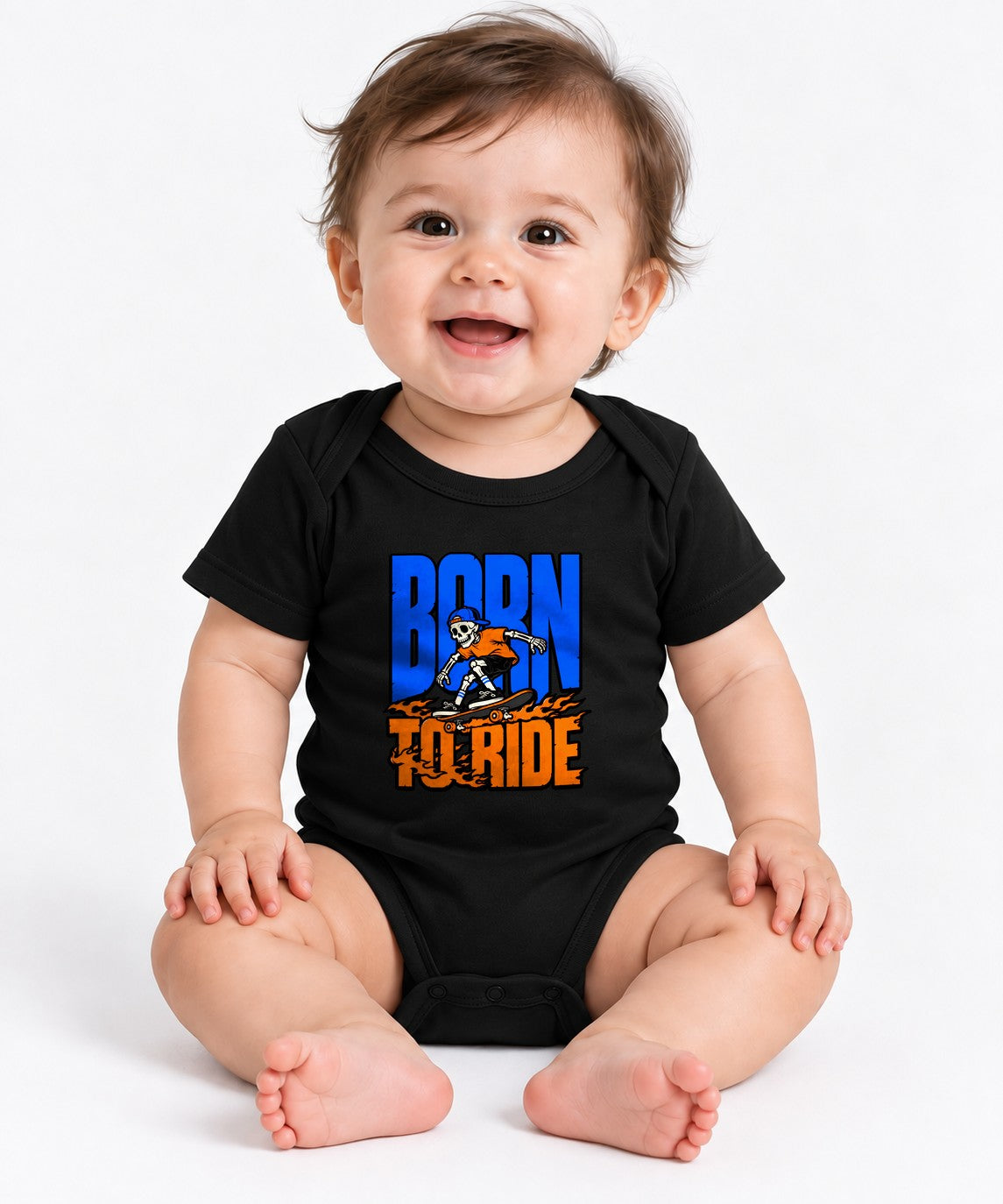 Born To Ride Skeleton Skater Shirt - Street Style Graphic Tee - Black
