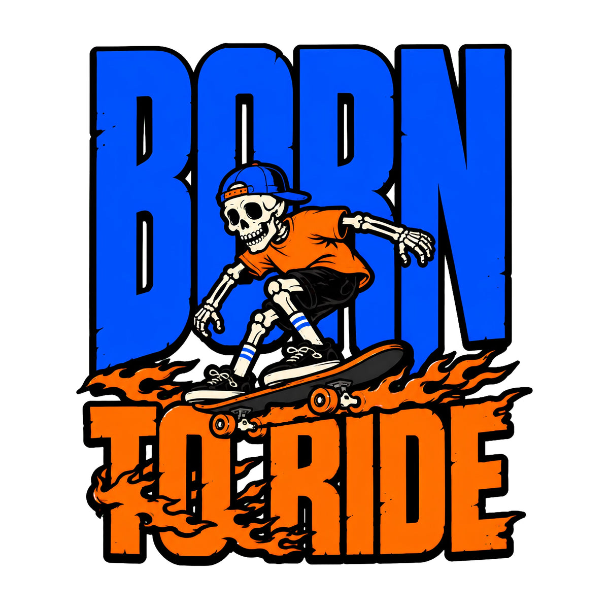 Born To Ride Skeleton Skater Shirt - Street Style Graphic Tee
