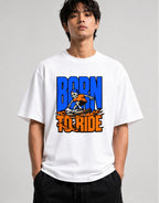 Born To Ride Skeleton Skater Shirt - Street Style Graphic Tee - White