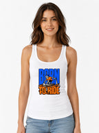 Born To Ride Skeleton Skater Shirt - Street Style Graphic Tee - White