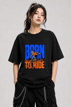 Born To Ride Skeleton Skater Shirt - Street Style Graphic Tee - Black