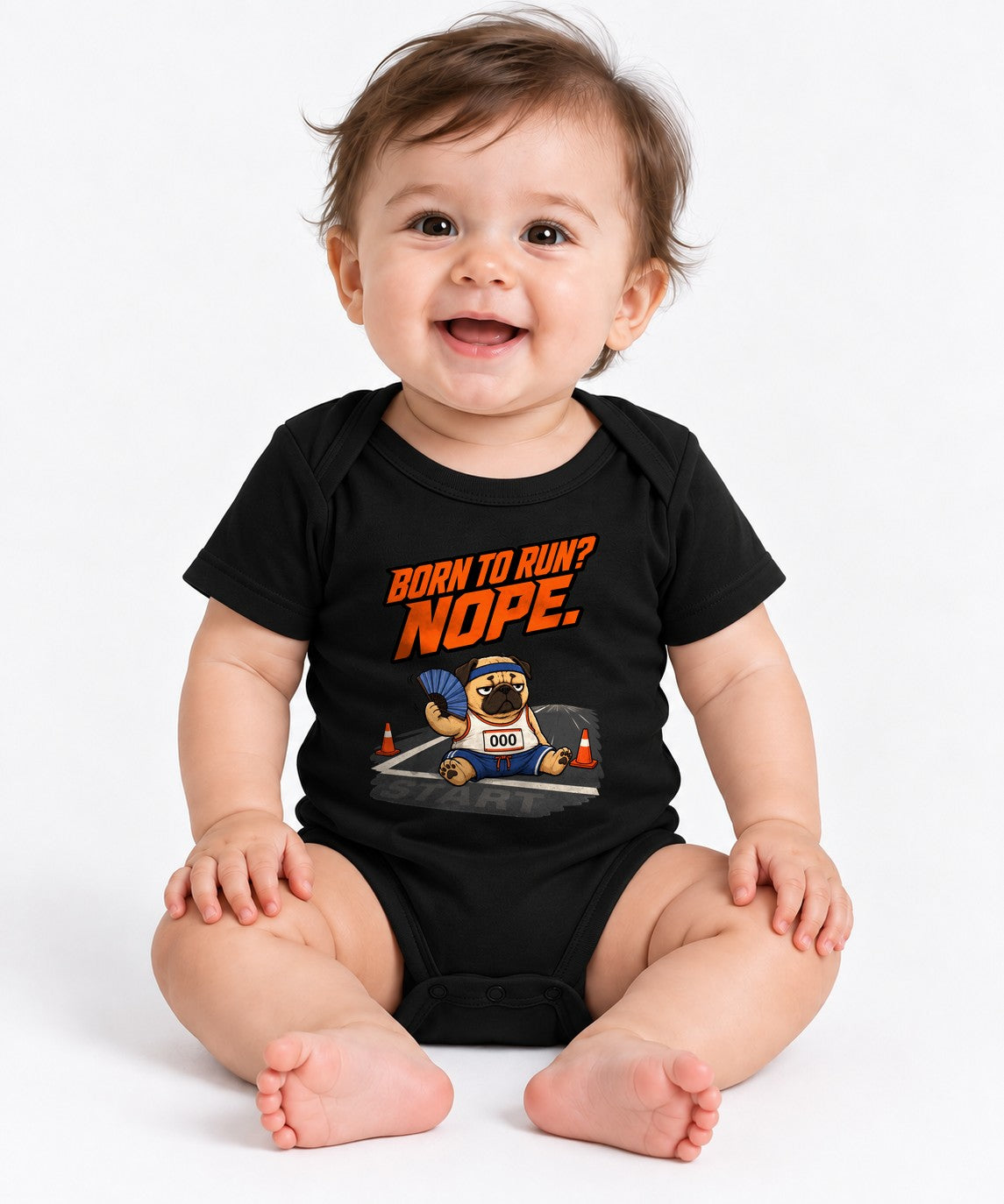Born to Run Nope Pug Shirt - Funny Lazy Dog Meme Tee - Black