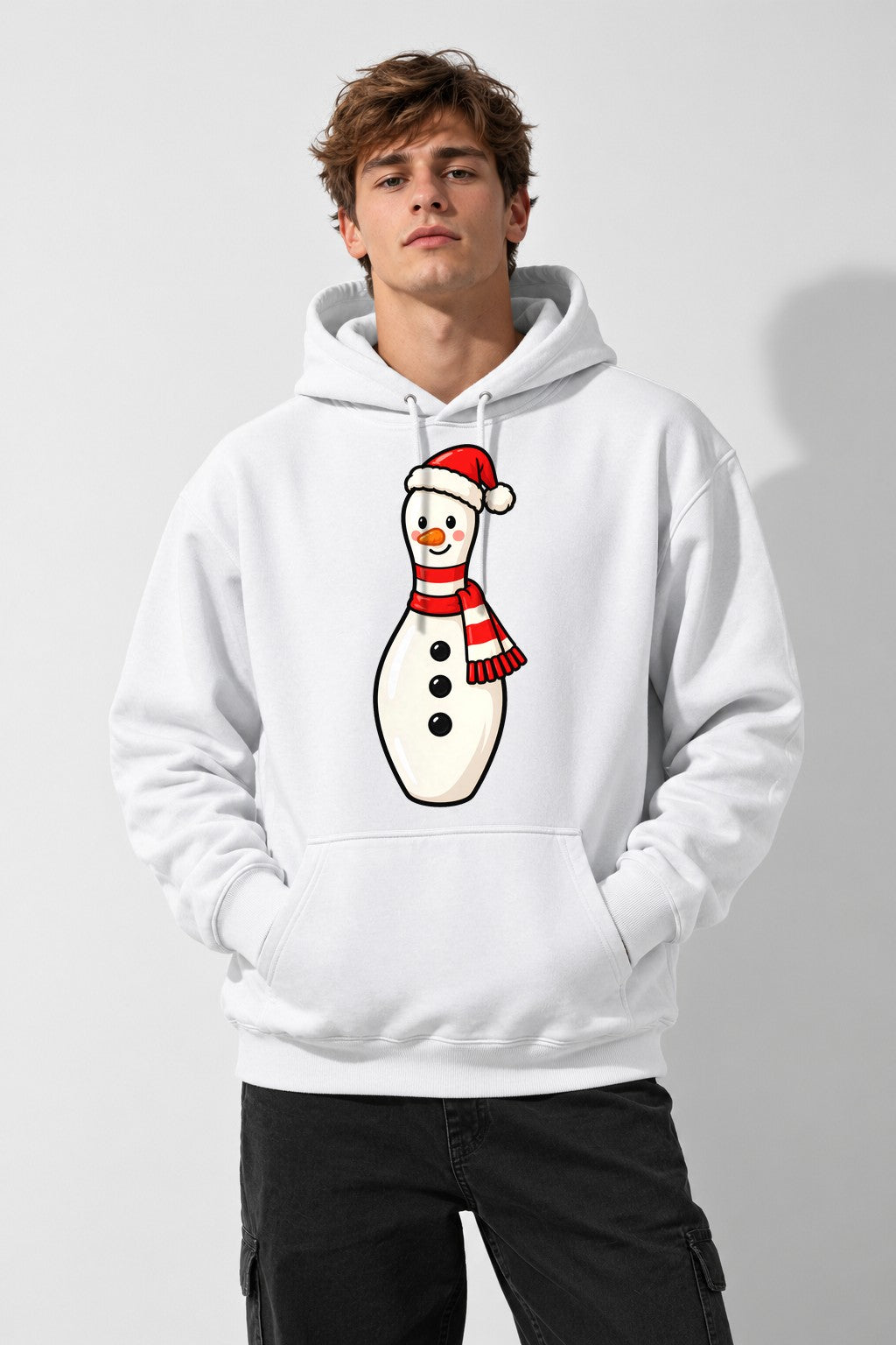 Bowling Pin Snowman - White