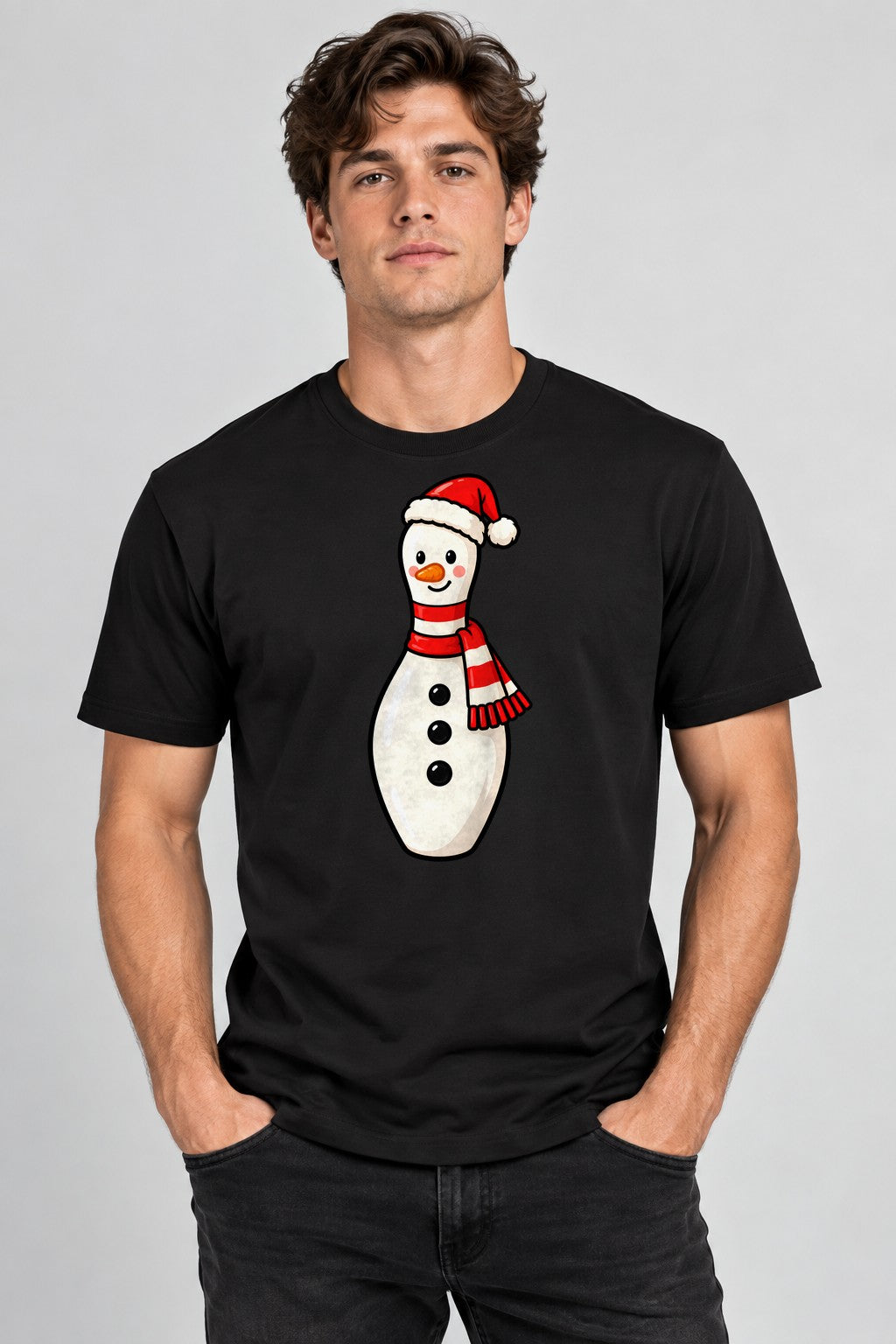 Bowling Pin Snowman - Black