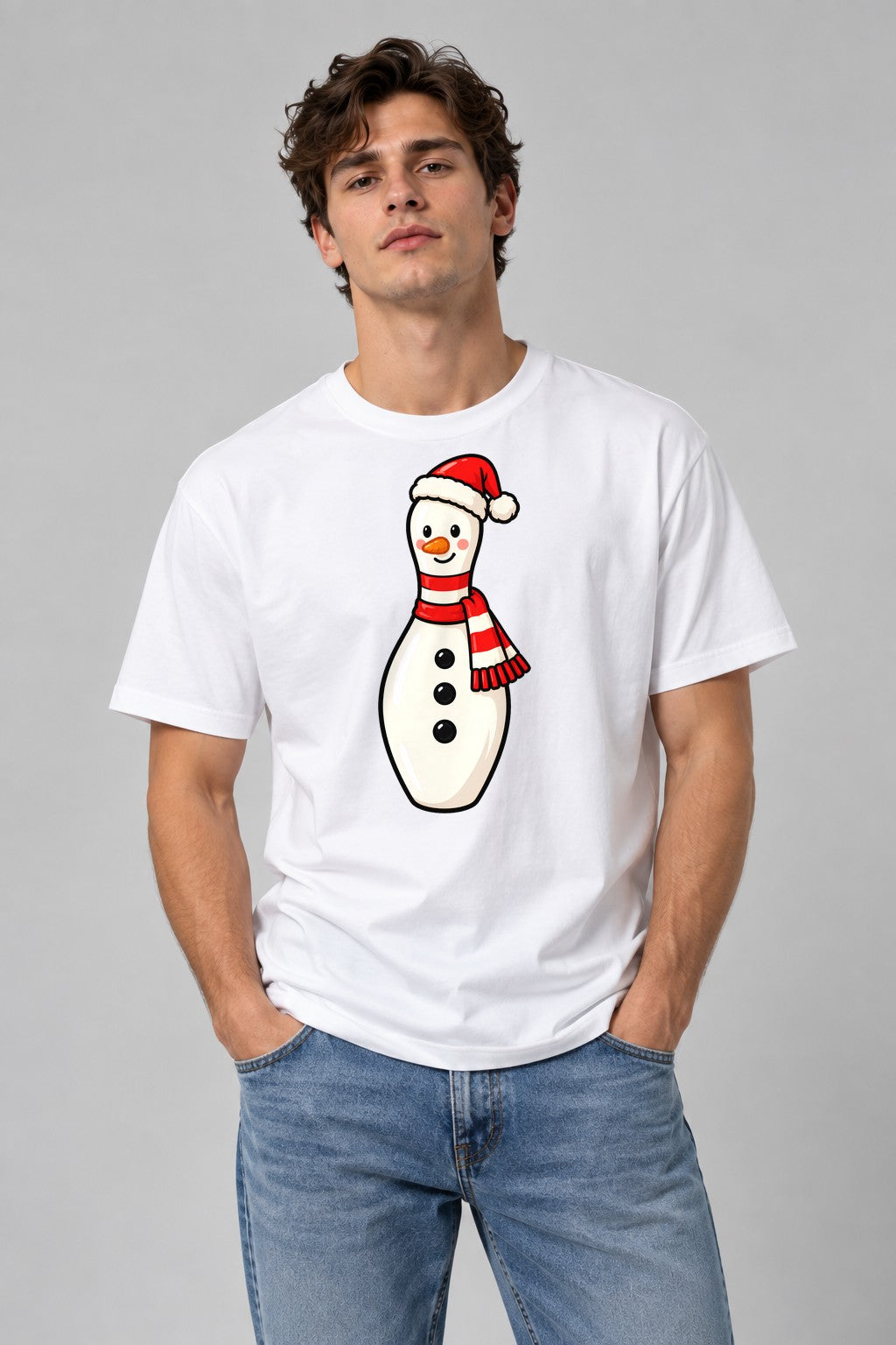 Bowling Pin Snowman - White