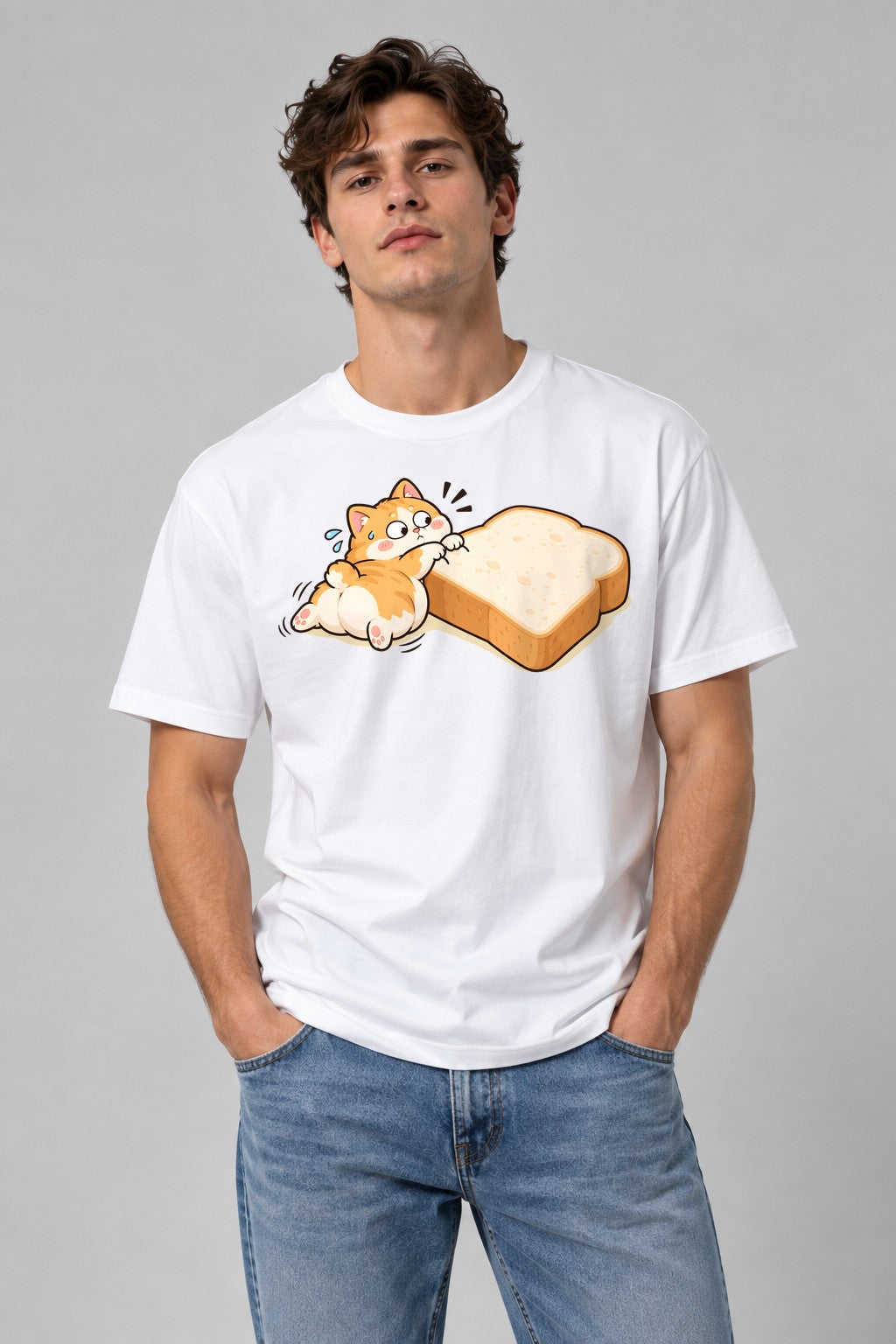 Bread Cat Hug - White