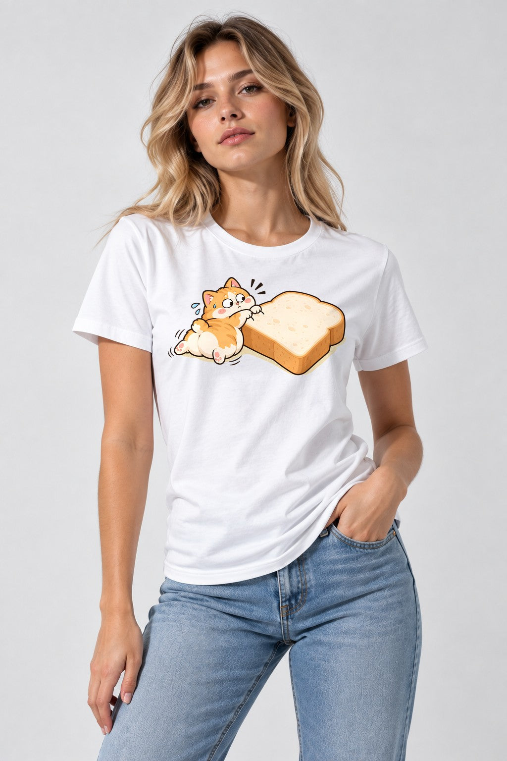 Bread Cat Hug - White