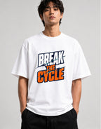 Break The Cycle Motivational Graphic Tee - Bold Athletic Style - White