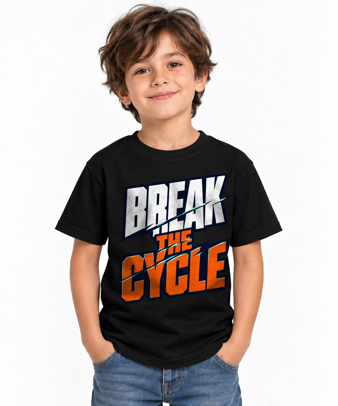 Break The Cycle Sliced Modern Typography Streetwear Motivation Quote - Black