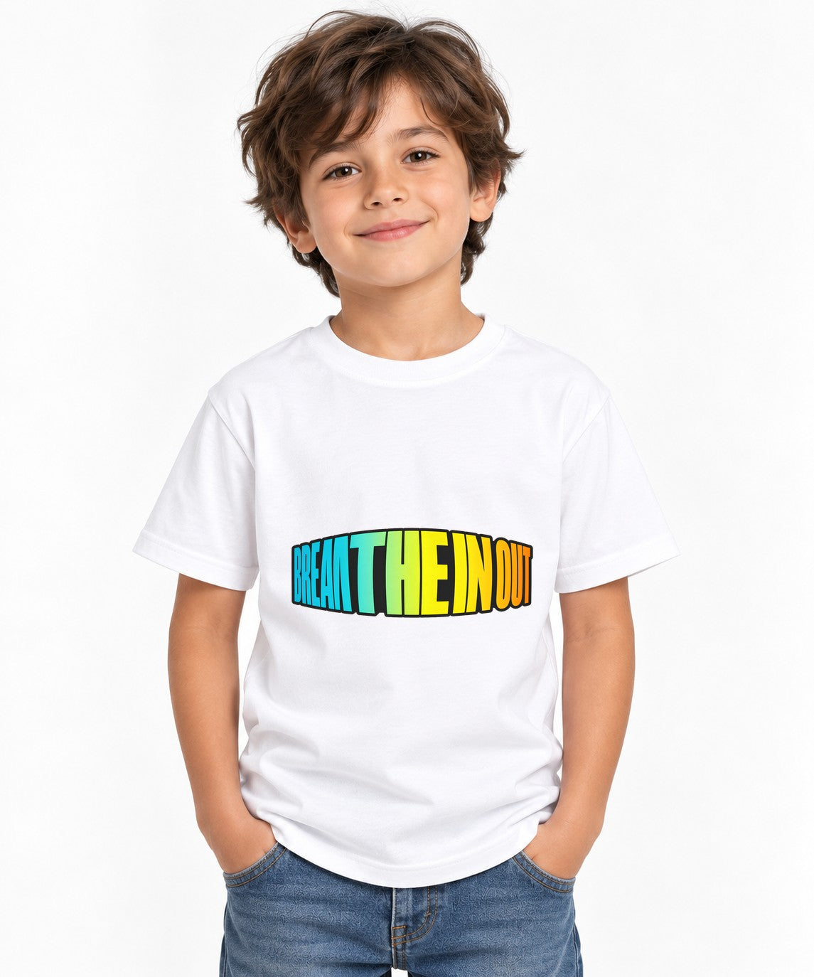 Break The In Out Gradient Typography Shirt - Bold Perspective - White