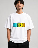 Break The In Out Gradient Typography Shirt - Bold Perspective - White