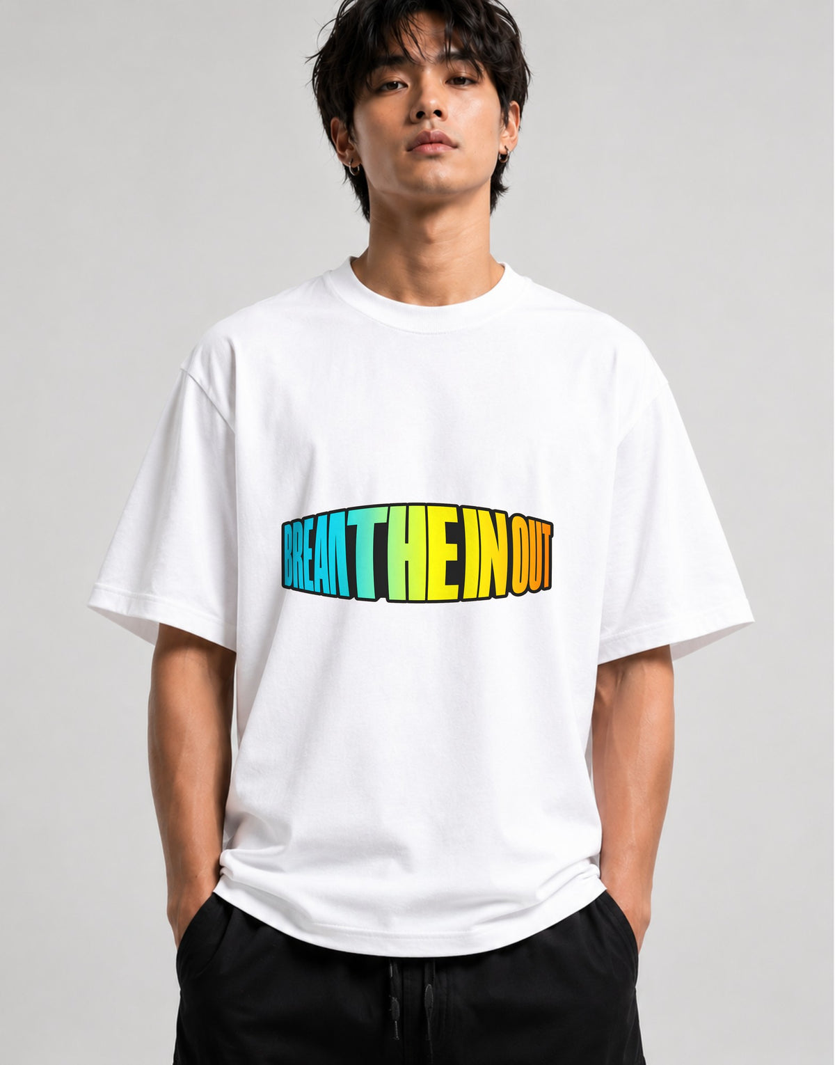 Break The In Out Gradient Typography Shirt - Bold Perspective - White